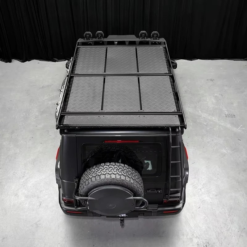 W465 Roof Rack with Rear Ladder Stainless Steel Black Universal Off Road Luggage Rack for New G Class W465 G63 G450 G500 Car